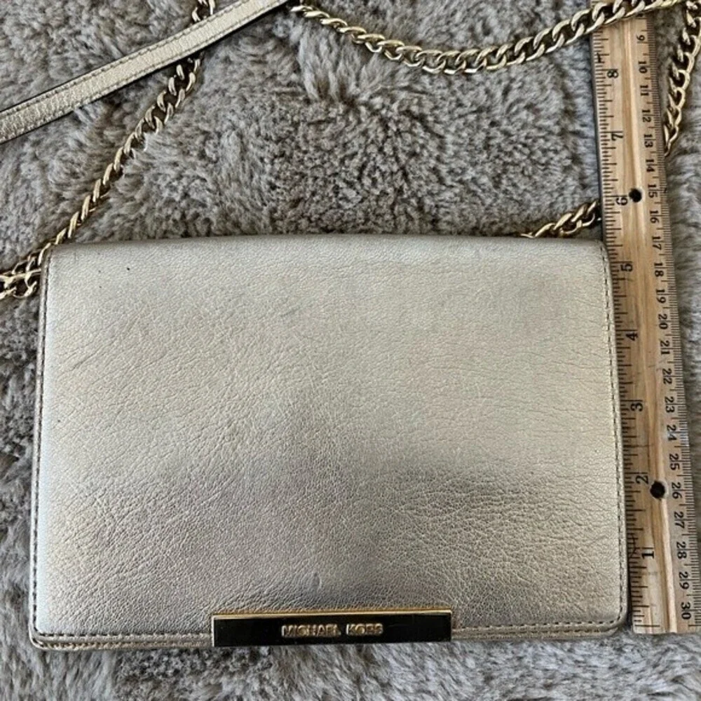 Michael Kors Metallic Gold Chain Crossbody Shoulder Bag Purse